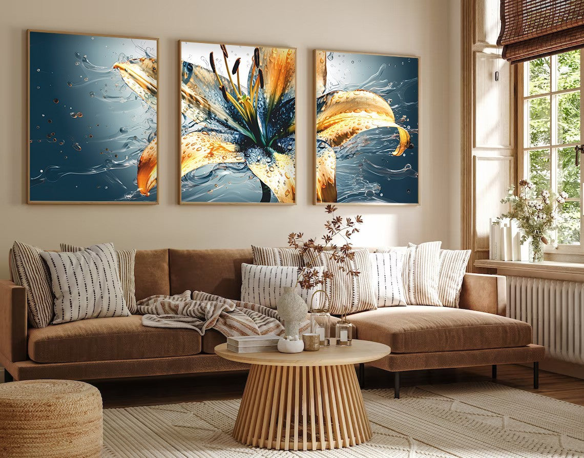 Quadro Decorativo MDF Emoldurado Multicolor 35x50cm - Conjunto 3 Peças Madeira Maciça