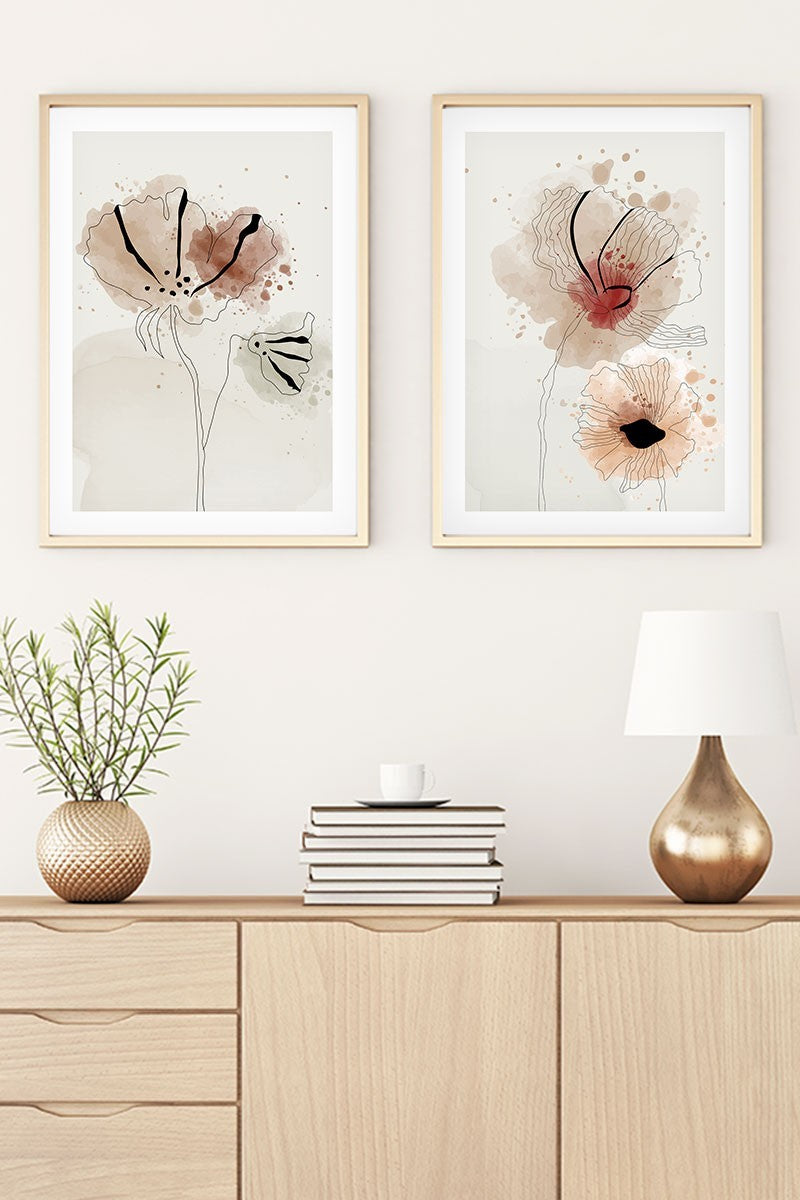 Quadro Decorativo MDF Emoldurado Huhu22 Multicolor 70x50cm - 2 Peças em Madeira Maciça