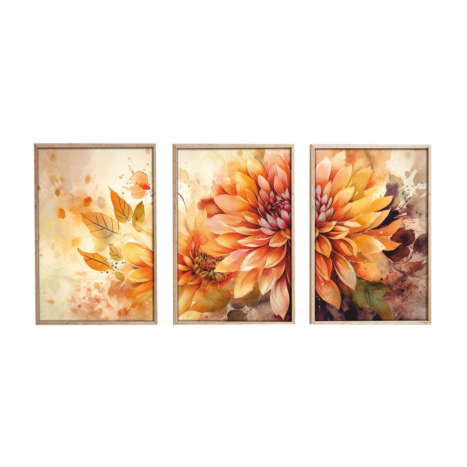 Quadro Decorativo MDF Emoldurado Huhu220 - Conjunto 3 Peças 50x70cm Multicolor