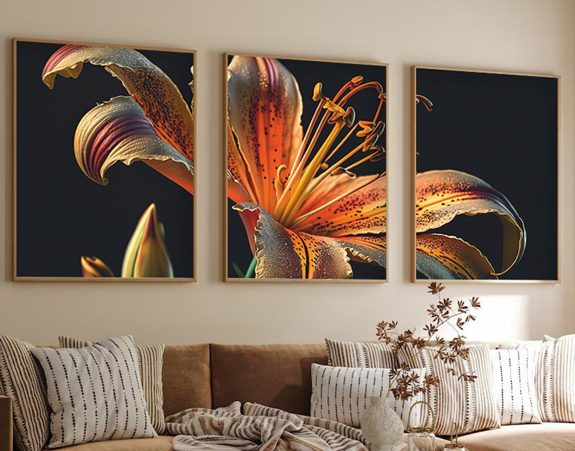 Quadro Decorativo MDF Emoldurado Multicolor 35x50cm - Conjunto 3 Peças Madeira Maciça