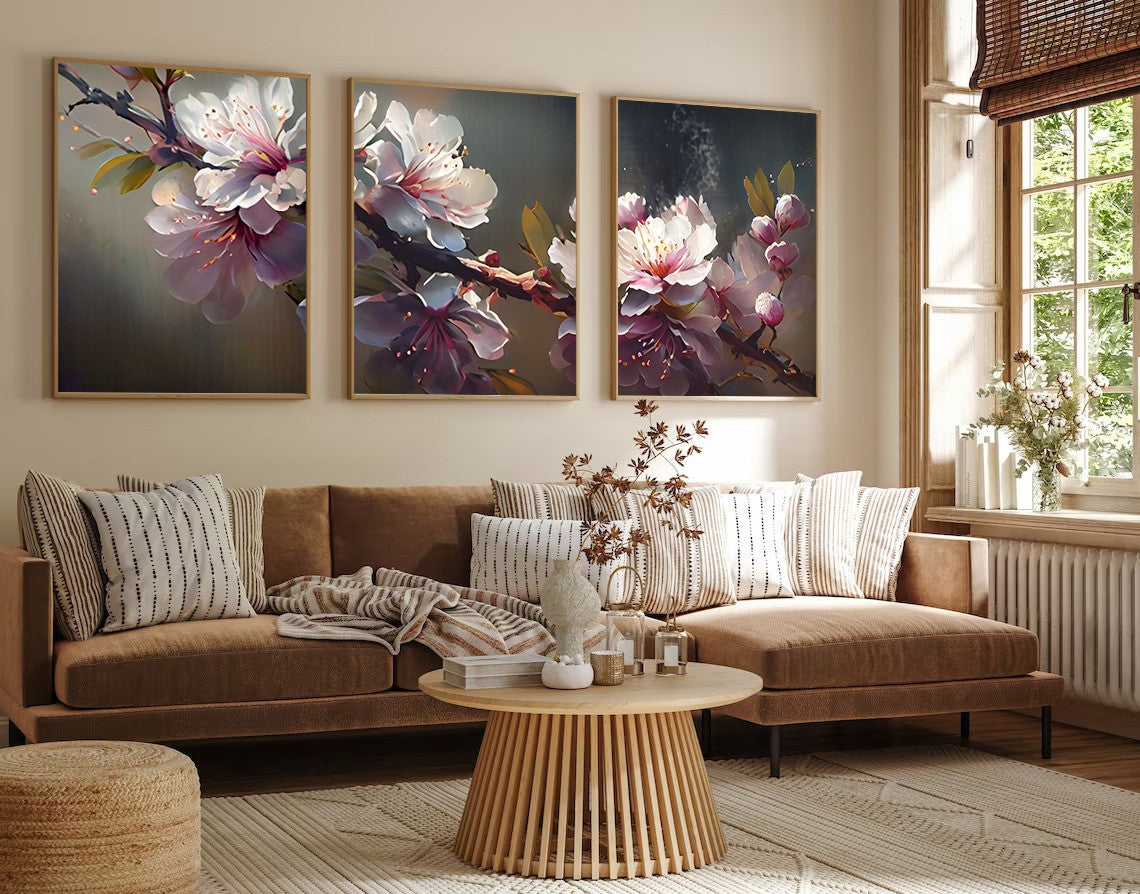 Quadro Decorativo MDF Emoldurado "Huhu222" - 3 Peças 30x40cm Multicolor com Moldura Madeira Maciça