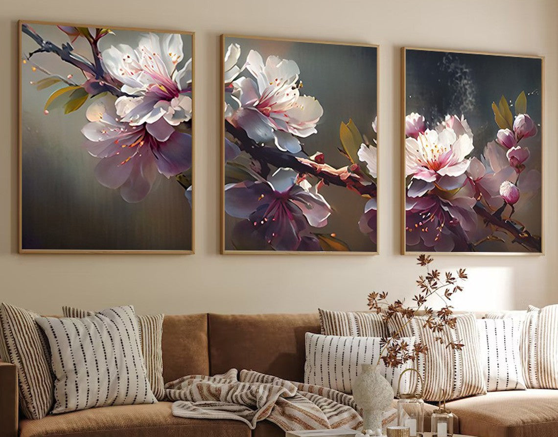 Quadro Decorativo MDF Emoldurado "Huhu222" - 3 Peças Multicolor 35x50cm com Moldura Madeira Maciça