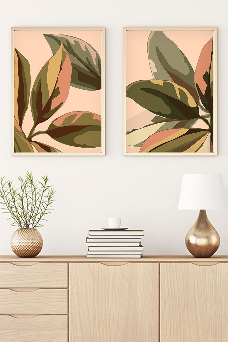 Quadro Decorativo MDF Emoldurado Huhu23 Multicolor 70x50cm - 2 Peças em Madeira Maciça