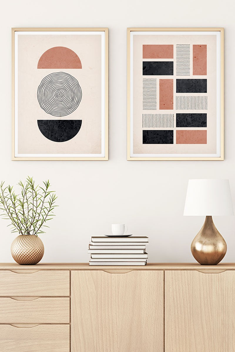 Quadros Decorativos Huhu27 em MDF com Moldura de Madeira Maciça, Multicolor – 20 x 30 cm (Conjunto de 2 Peças)