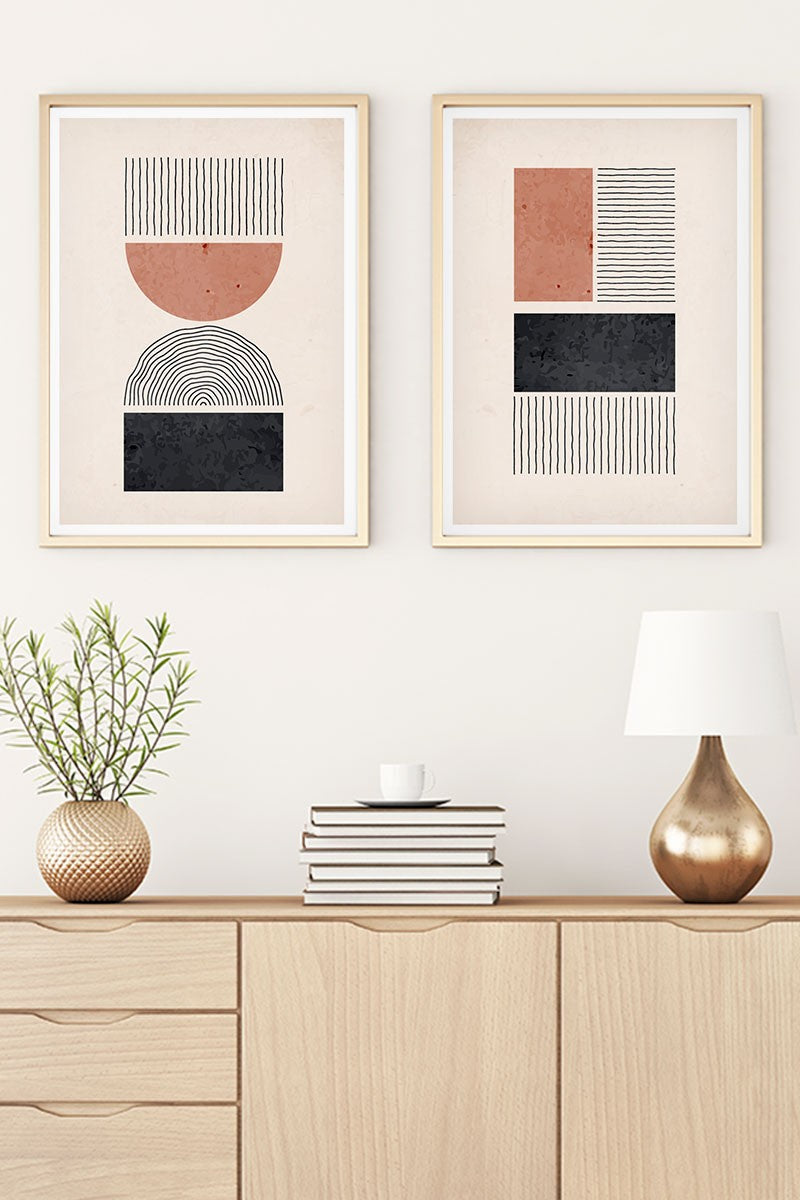 Conjunto de 2 Quadros Decorativos MDF Emoldurados Huhu28 - 30x40cm Multicolor com Moldura de Madeira Maciça