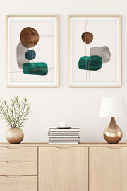 Conjunto de 2 Quadros Decorativos MDF Emoldurados Huhu29 - Multicolor 35x50cm com Moldura de Madeira Maciça