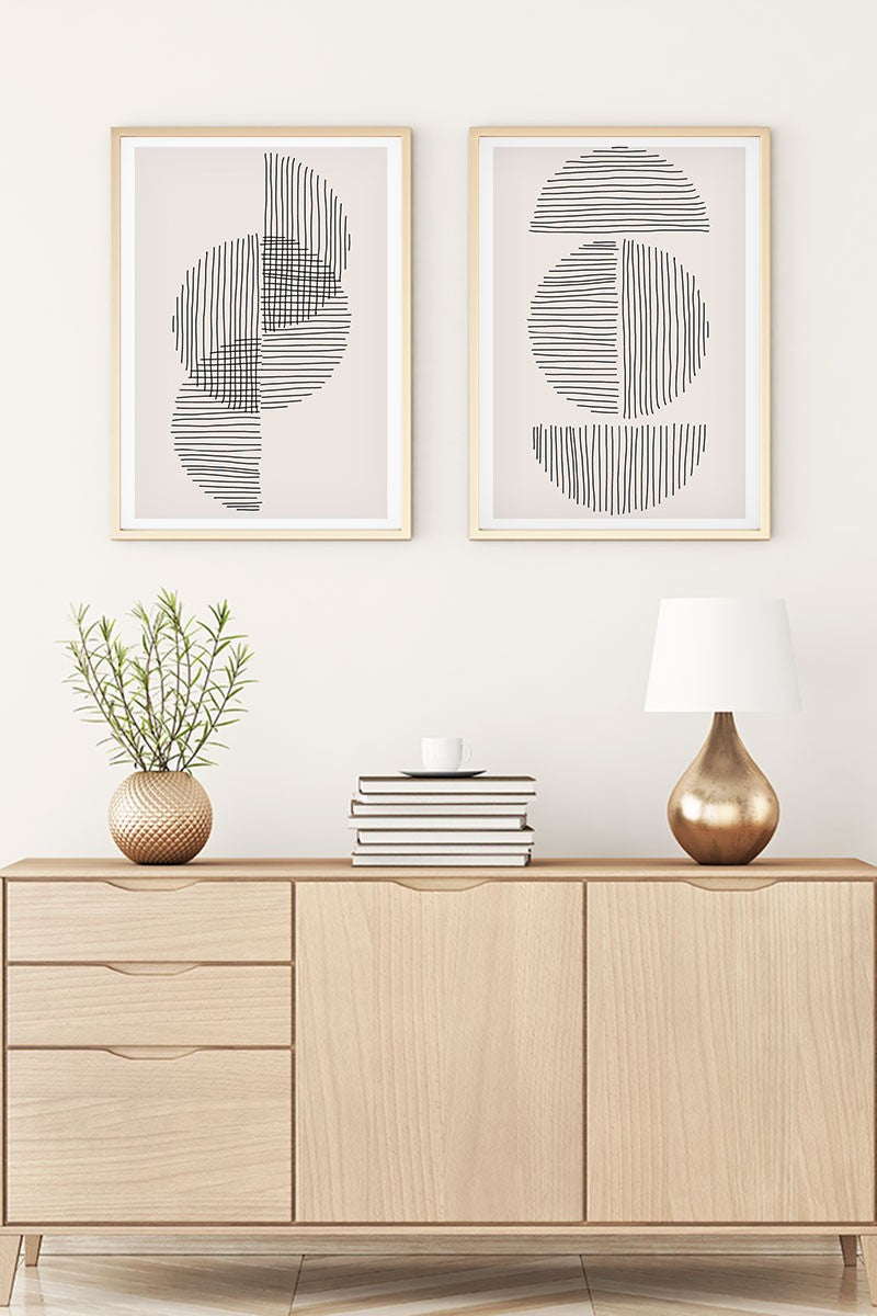 Quadro Decorativo MDF Emoldurado Huhu3 Multicolor 70x50cm - 2 Peças em Madeira Maciça