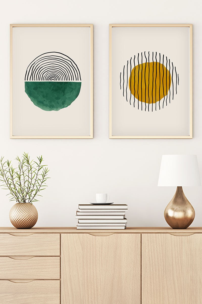 Conjunto de 2 Quadros Decorativos MDF Emoldurados Huhu30 - Multicolor 35x50cm com Moldura de Madeira Maciça