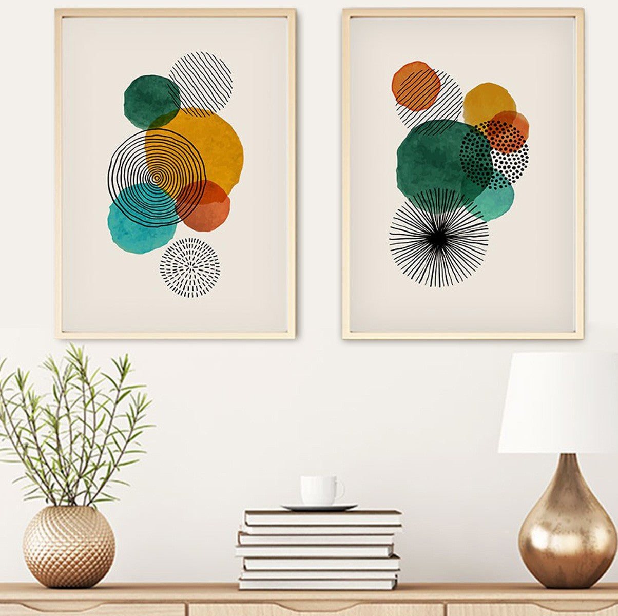 Quadro Decorativo MDF Emoldurado Huhu32 Multicolor 70x50cm - 2 Peças em Madeira Maciça