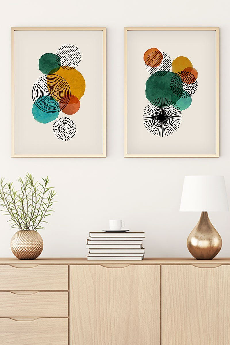 Quadro Decorativo MDF Emoldurado Huhu32 Multicolor 70x50cm - 2 Peças em Madeira Maciça