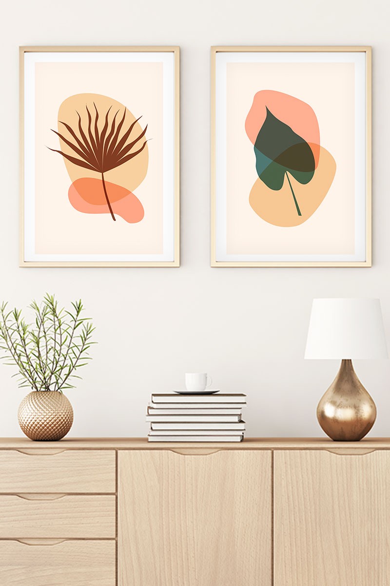 Quadro Decorativo MDF Emoldurado Huhu37 Multicolor 70x50cm - 2 Peças em Madeira Maciça