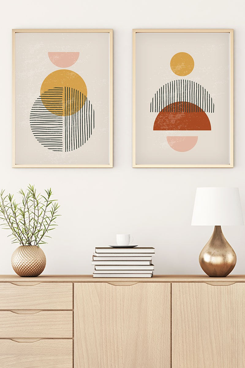 Quadro Decorativo MDF Emoldurado Huhu38 Multicolor 70x50cm - 2 Peças em Madeira Maciça