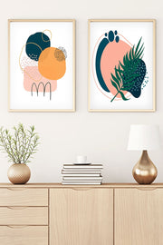 Quadro Decorativo MDF Emoldurado Huhu42 Multicolor - 2 Peças 35x50cm com Moldura Madeira Maciça