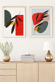 Conjunto de Quadros Huhu44 50x70 cm (2 Peças) – Multicolor, MDF 3 mm com Moldura em Madeira Maciça 2,5 cm