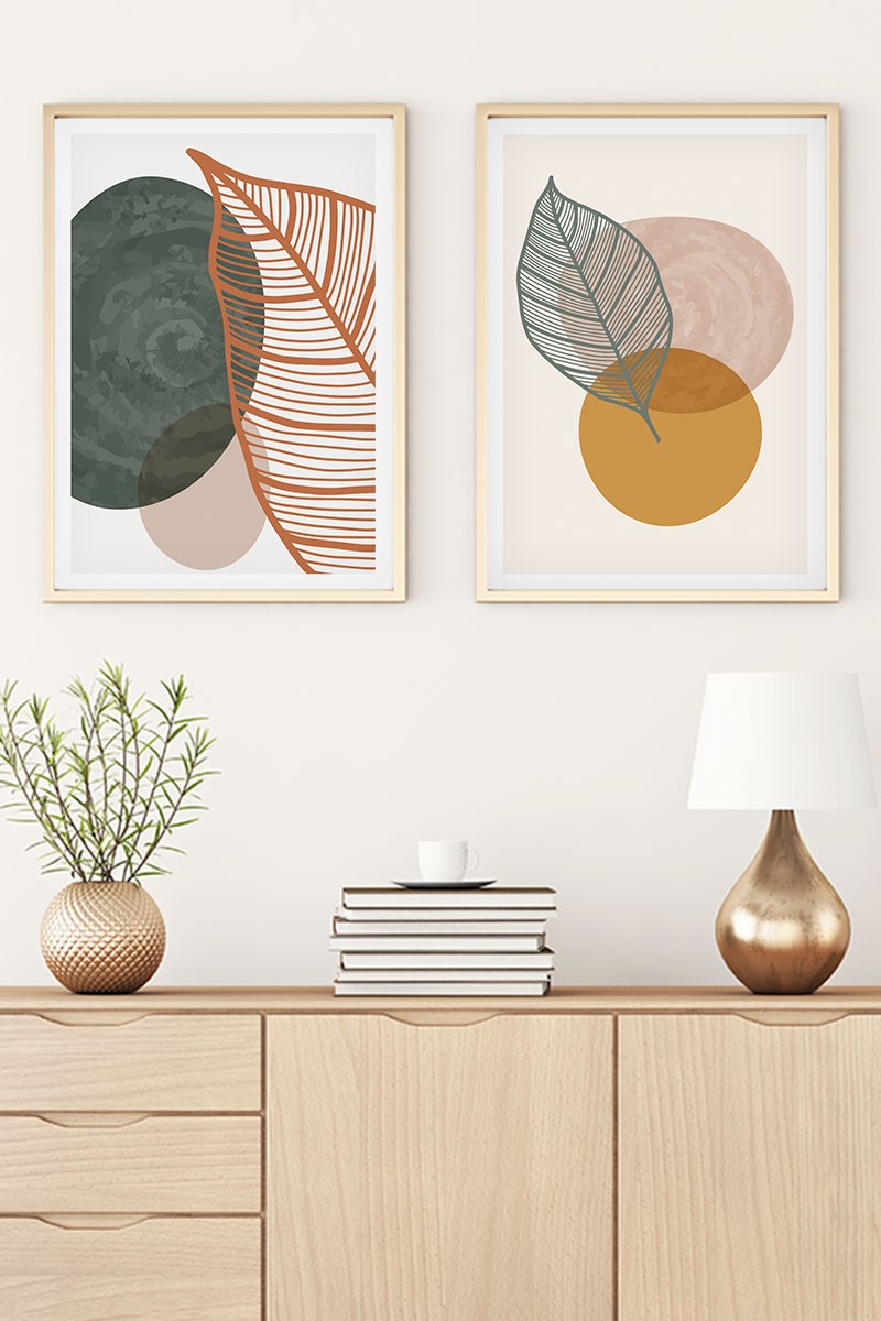 Quadro Decorativo MDF Emoldurado Huhu47 - 30x40cm - Multicolor - 2 Peças em Madeira Maciça