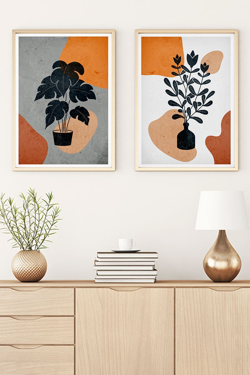 Quadro Decorativo MDF Emoldurado Huhu48 Multicolor 20x30cm - 2 Peças em Madeira Maciça