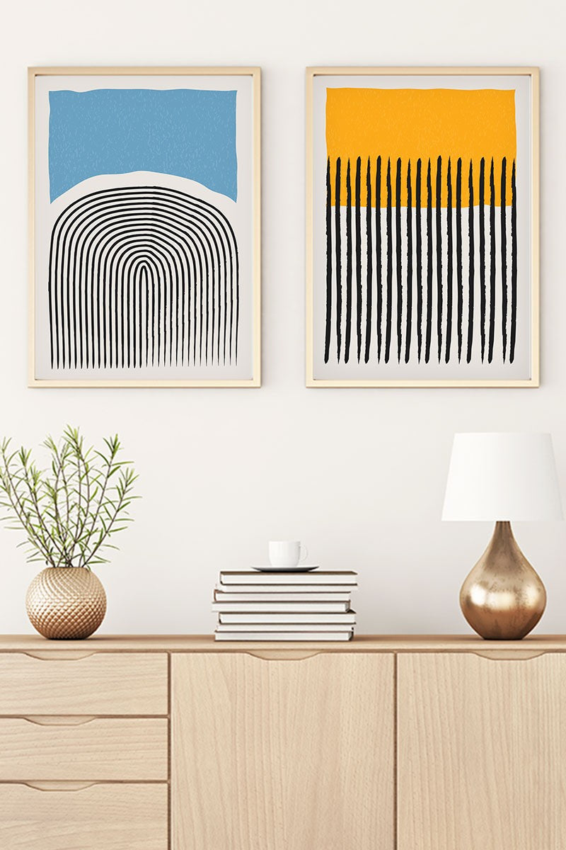 Conjunto de 2 Quadros Decorativos MDF Emoldurados Huhu50 - Multicolor 70x50cm com Moldura de Madeira Maciça