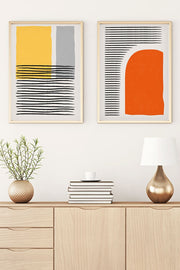 Conjunto de 2 Quadros Decorativos MDF Emoldurados Huhu51 - 30x40cm Multicolor com Moldura de Madeira Maciça