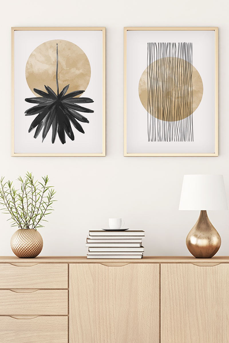 Quadro Decorativo MDF Emoldurado Multicolor Huhu52 - 2 Peças 35x50cm com Moldura Madeira Maciça