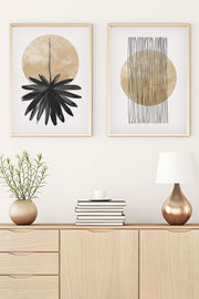 Conjunto de Quadros Decorativos Huhu52 50x70 cm (2 Peças) – Painel MDF Multicolor com Moldura em Madeira Maciça