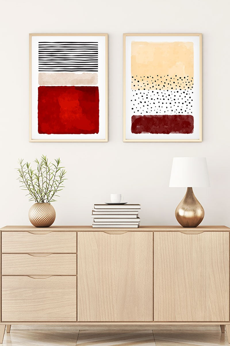 Conjunto de 2 Quadros Decorativos MDF Emoldurados Huhu56 - 20x30cm Multicolor com Moldura de Madeira Maciça