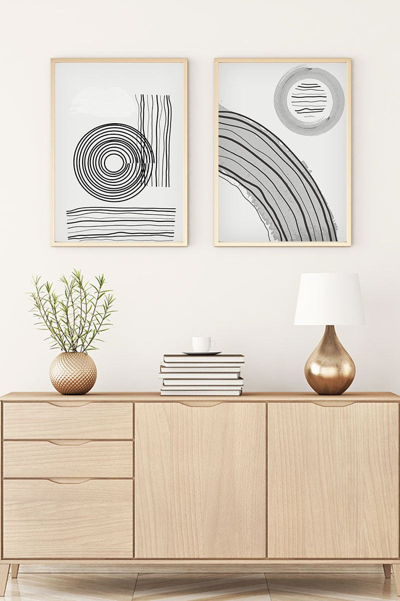 Conjunto de 2 Quadros Decorativos MDF Emoldurados Huhu58 - Multicolor 35x50cm com Moldura de Madeira Maciça