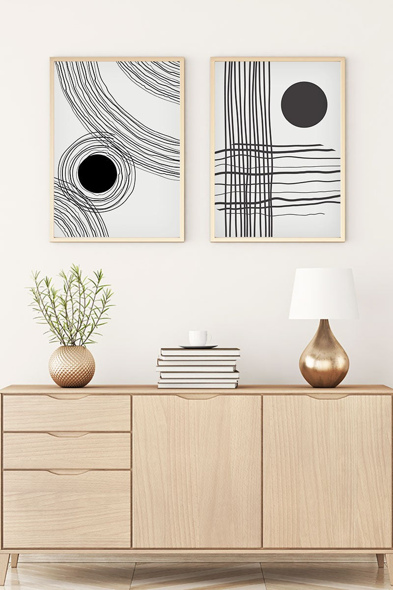 Huhu59 – Conjunto de 2 Quadros Decorativos em MDF com Moldura de Madeira Maciça, Multicolor, 30 x 40 cm