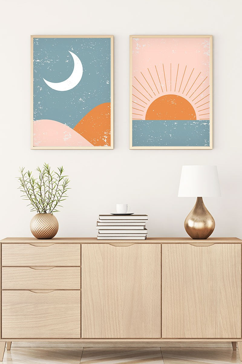 Conjunto de 2 Quadros Decorativos MDF Emoldurados Huhu6 - 30x40cm Multicolor com Moldura de Madeira Maciça