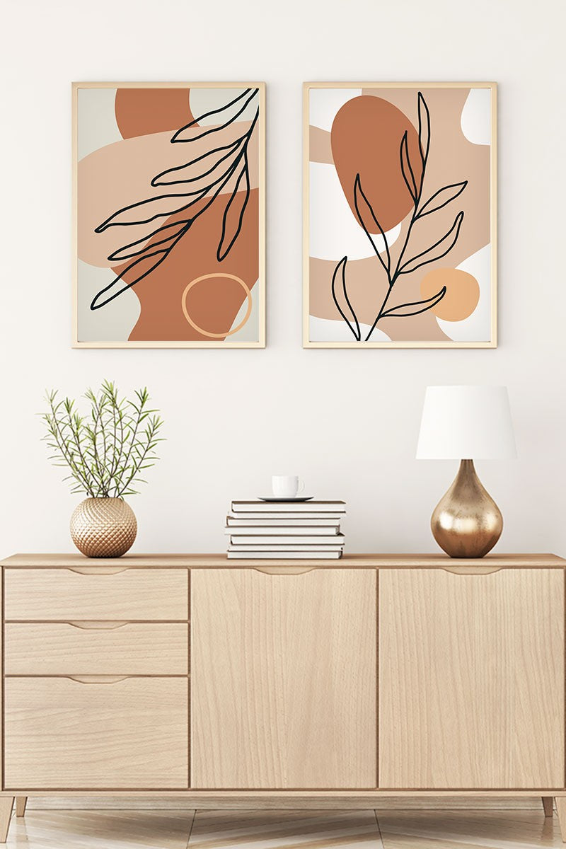 Conjunto de 2 Quadros Decorativos MDF Emoldurados Huhu60 - 20x30cm Multicolor com Moldura de Madeira Maciça