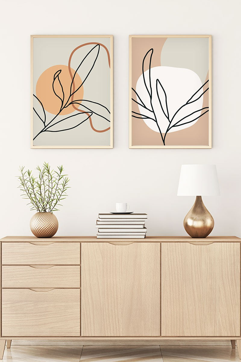 Huhu61 - Conjunto de 2 Quadros Decorativos em MDF com Moldura de Madeira Maciça, Multicolor (35 x 50 cm)