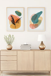 Conjunto de 2 Quadros Decorativos MDF Emoldurados Huhu65 - 30x40cm Multicolor com Moldura de Madeira Maciça