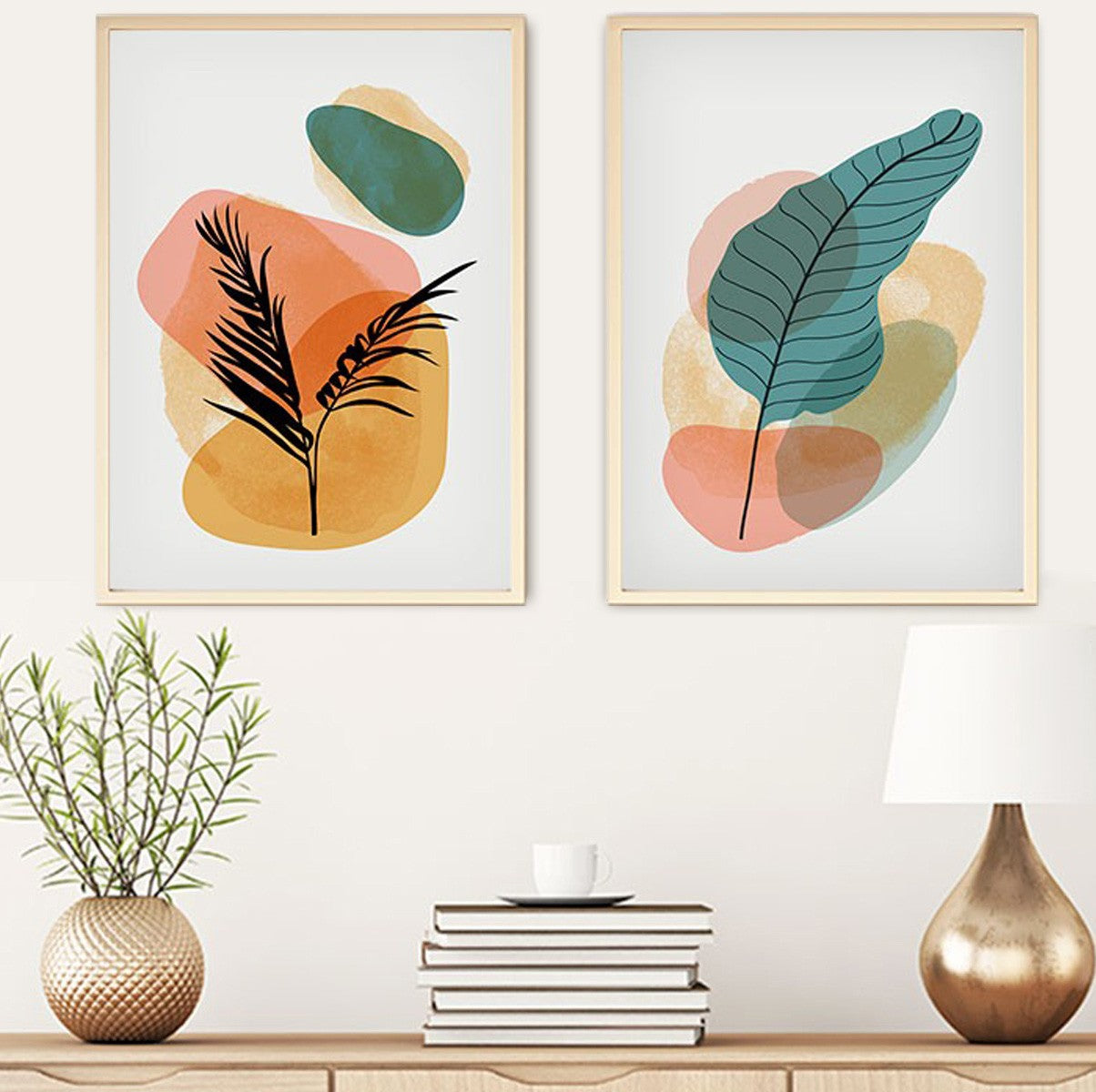 Conjunto de 2 Quadros Decorativos MDF Emoldurados Huhu65 - Multicolor 70x50cm com Moldura de Madeira Maciça