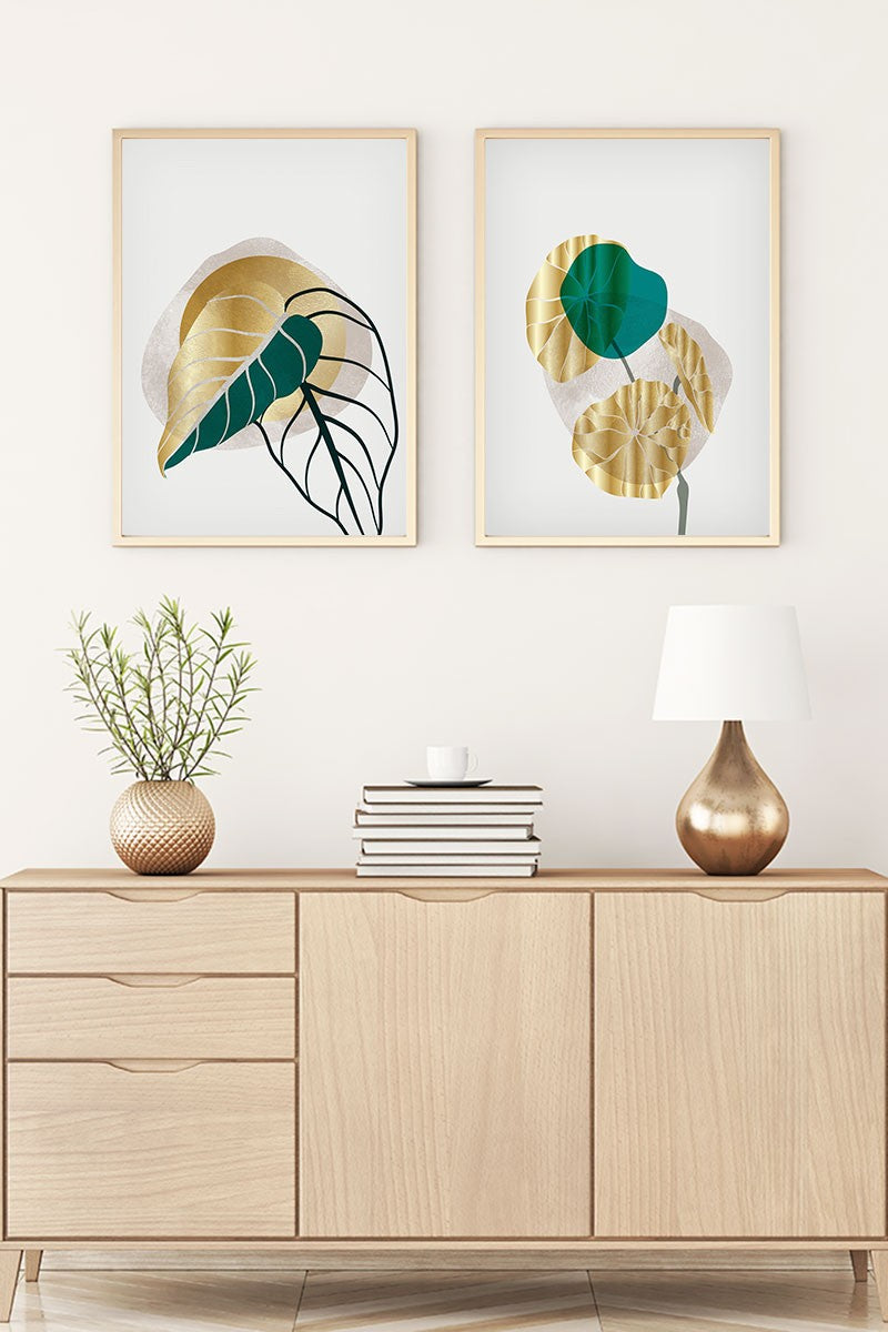 Quadro Decorativo MDF Emoldurado Multicolor Huhu67 - 2 Peças 35x50cm com Moldura Madeira Maciça