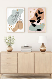 Conjunto de 2 Quadros Decorativos MDF Emoldurados Huhu70 - 30x40cm Multicolor com Moldura de Madeira Maciça