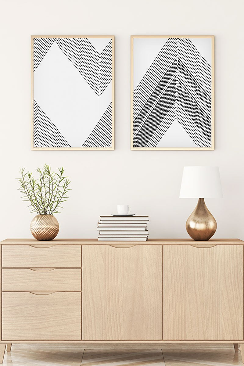 Conjunto de 2 Quadros Decorativos MDF Emoldurados Huhu74 - 20x30cm Multicolor com Moldura de Madeira Maciça