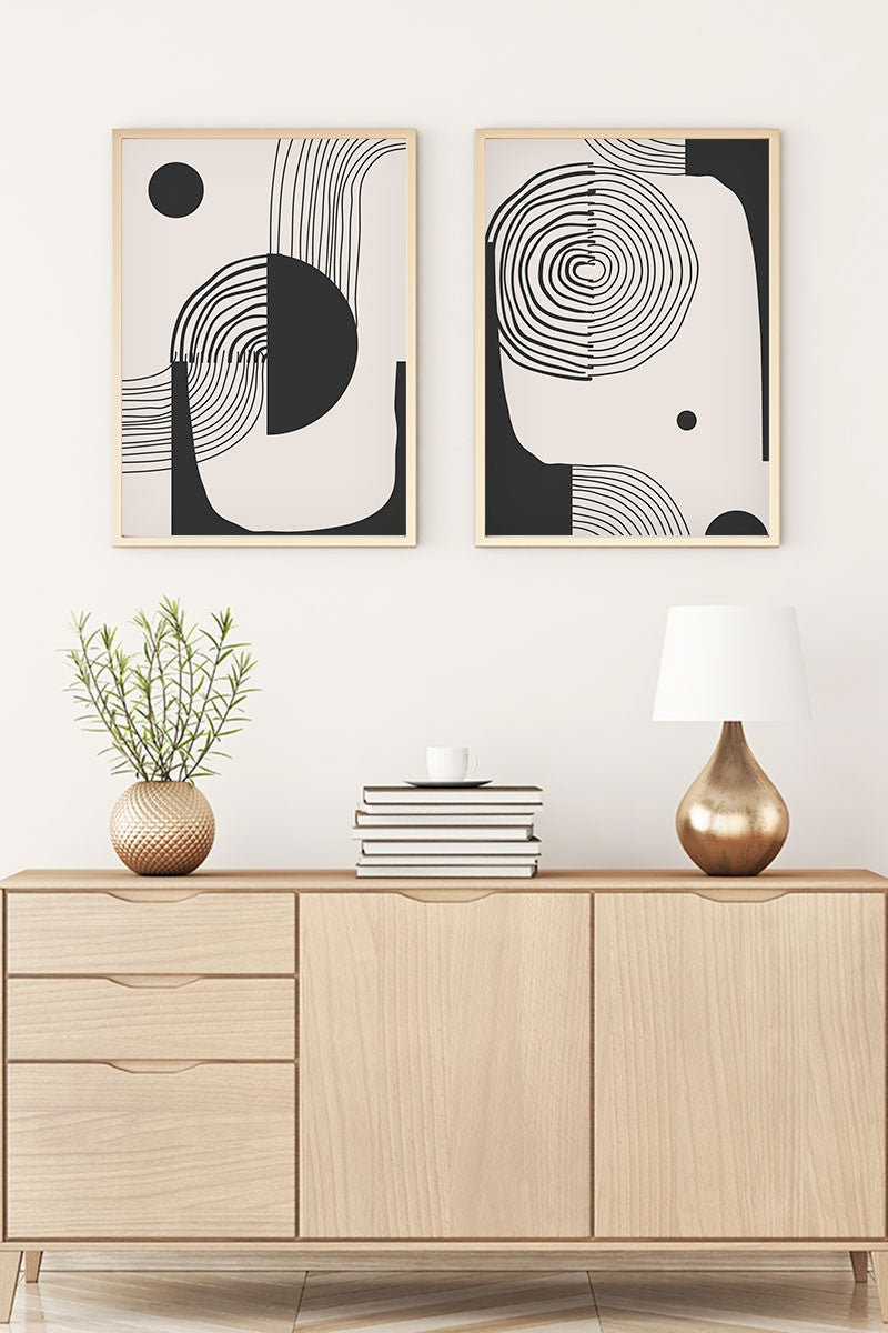 Quadro Decorativo MDF Emoldurado Huhu75 Multicolor 70x50cm - 2 Peças em Madeira Maciça