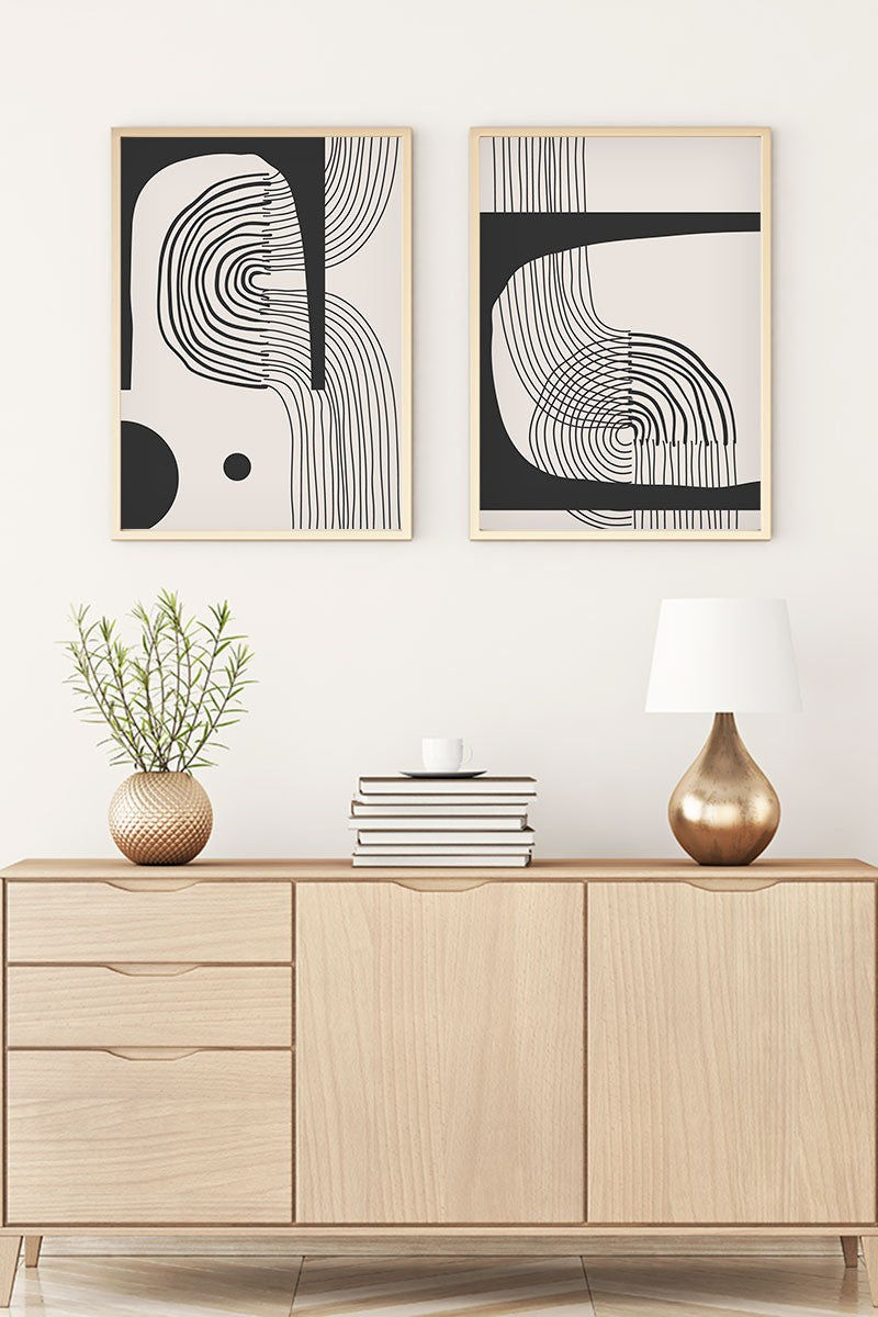 Conjunto de 2 Quadros Decorativos MDF Emoldurados Huhu76 - 30x40cm Multicolor com Moldura de Madeira Maciça