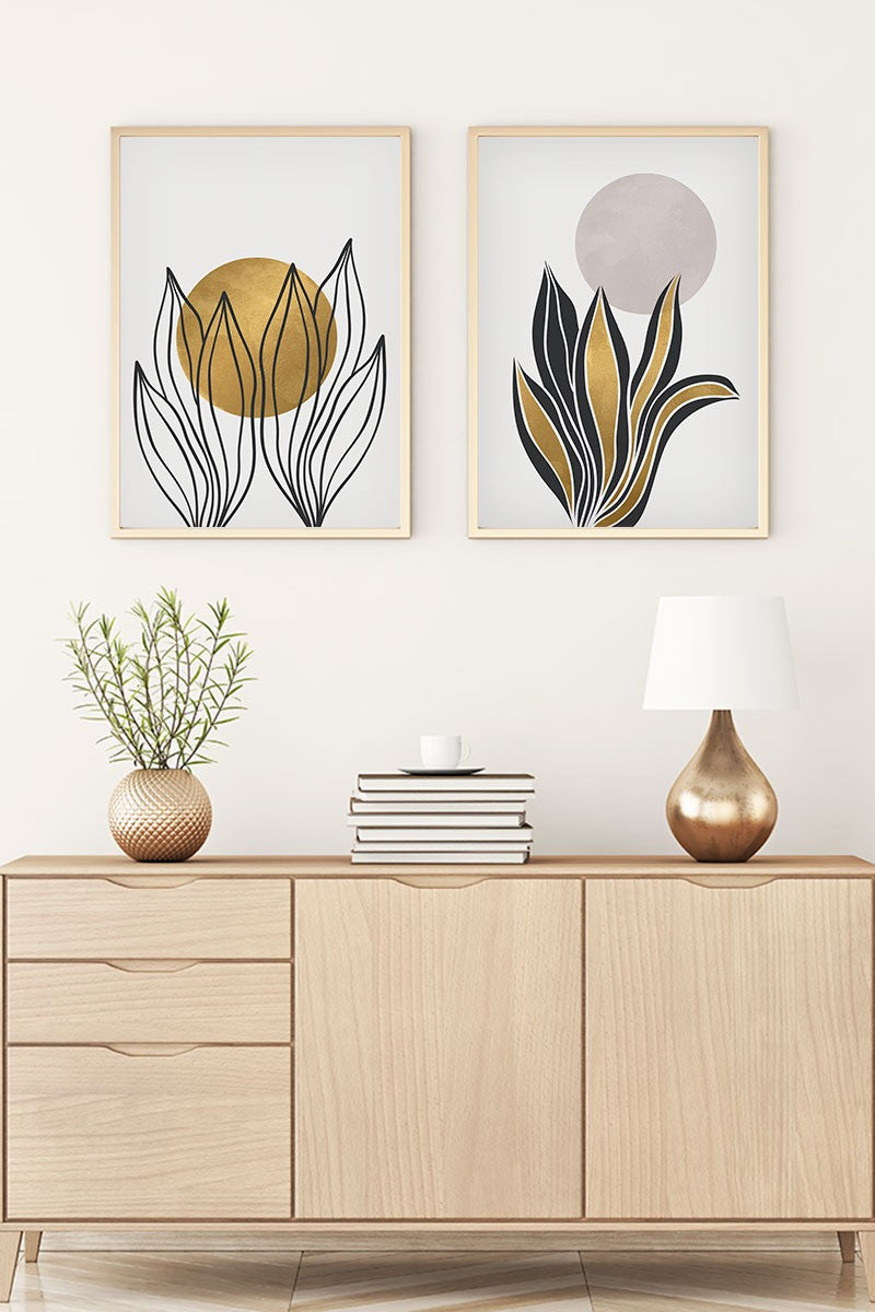 Conjunto de 2 Quadros Decorativos MDF Emoldurados Huhu78 - Multicolor 20x30cm com Moldura de Madeira Maciça