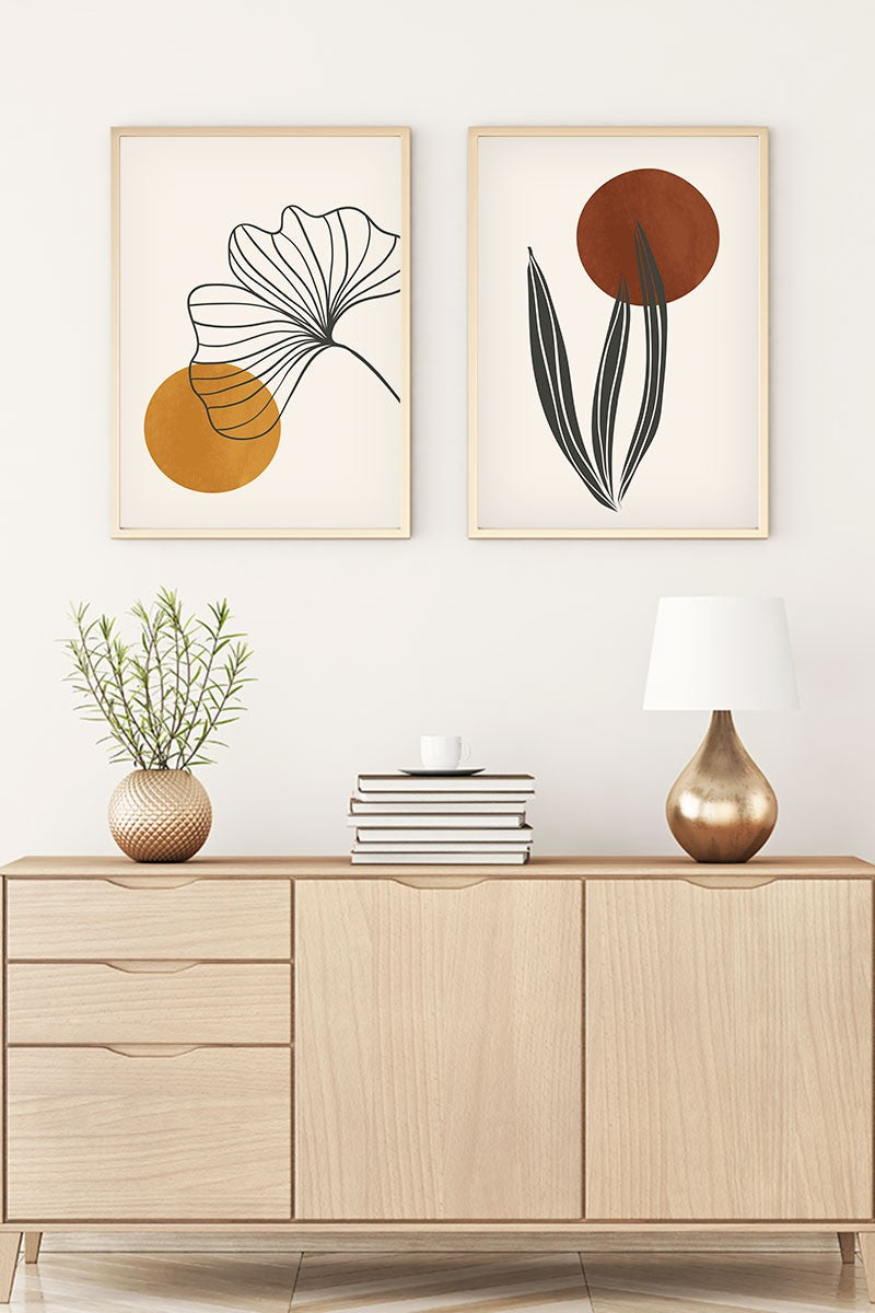 Conjunto de 2 Quadros Decorativos MDF Emoldurados Huhu83 - 20x30cm Multicolor com Moldura de Madeira Maciça