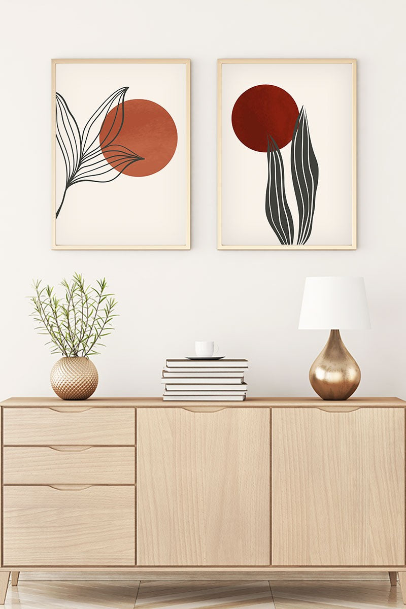 Conjunto de 2 Quadros Decorativos MDF Emoldurados Huhu84 - Multicolor 35x50cm com Moldura de Madeira Maciça