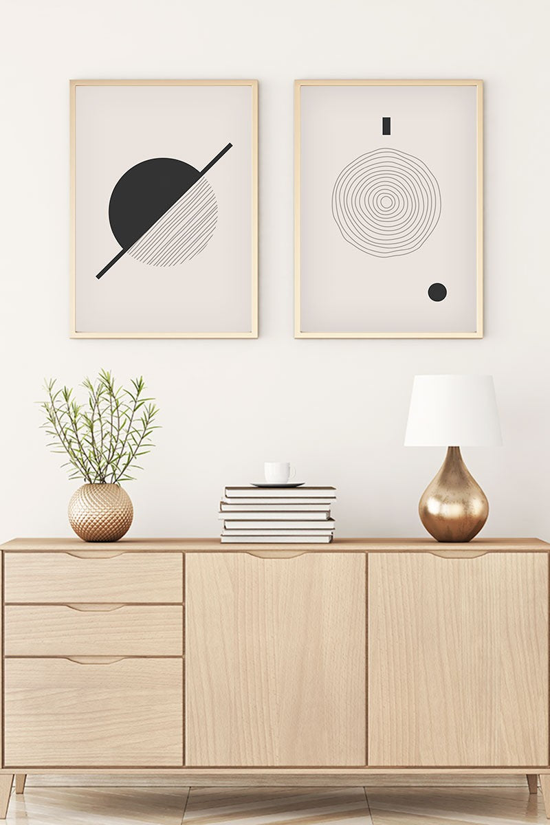 Quadro Decorativo MDF Emoldurado Huhu85 Multicolor 20x30cm - 2 Peças em Madeira Maciça