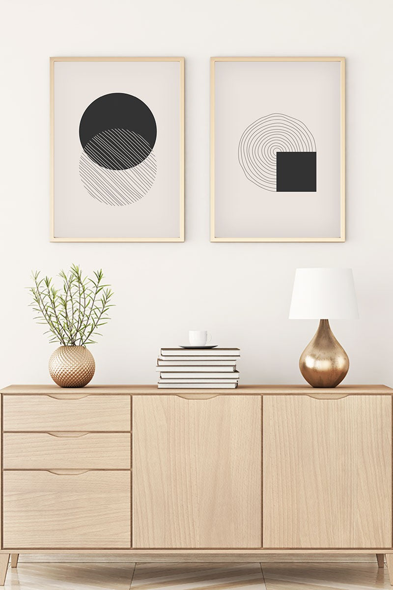 Conjunto de 2 Quadros Decorativos MDF Emoldurados Huhu86 - 20x30cm Multicolor com Moldura de Madeira Maciça