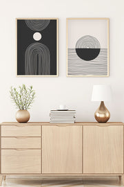 Huhu88 – Quadro Decorativo em MDF com Moldura de Madeira Maciça, Multicor, Conjunto 2 Peças 35x50 cm