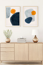 Quadro Decorativo MDF Emoldurado Huhu9 Multicolor 70x50cm - 2 Peças em Madeira Maciça