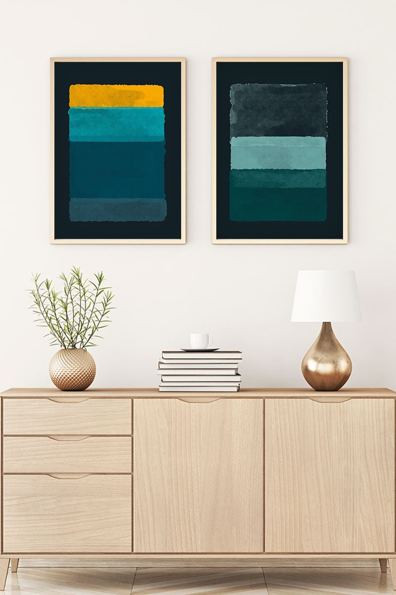 Quadro Decorativo MDF Emoldurado Huhu91 Multicolor 30x40cm - 2 Peças em Madeira Maciça