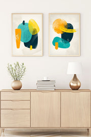 Quadro Decorativo MDF Emoldurado Huhu92 Multicolor 70x50cm - 2 Peças em Madeira Maciça