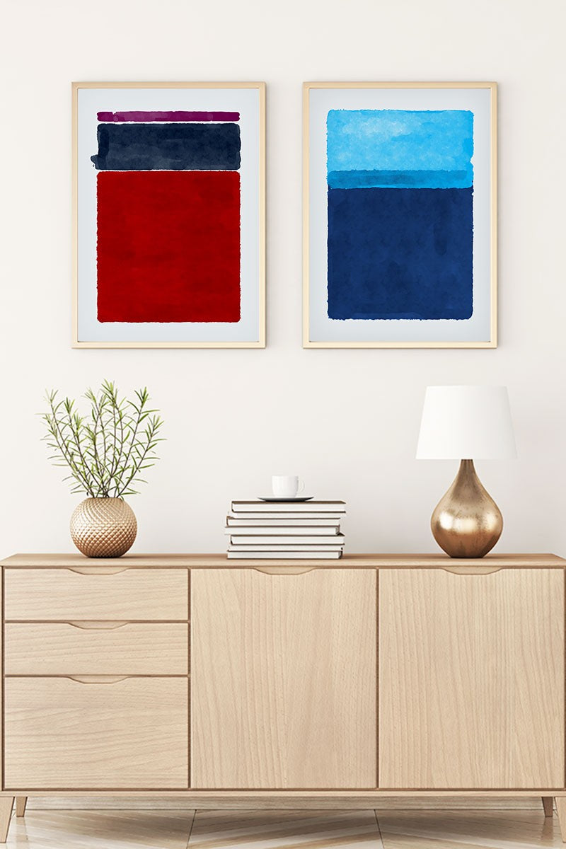 Quadro Decorativo em MDF com Moldura de Madeira Maciça (Conjunto 2 Peças) Huhu94 – 50 x 70 cm – Multicolor