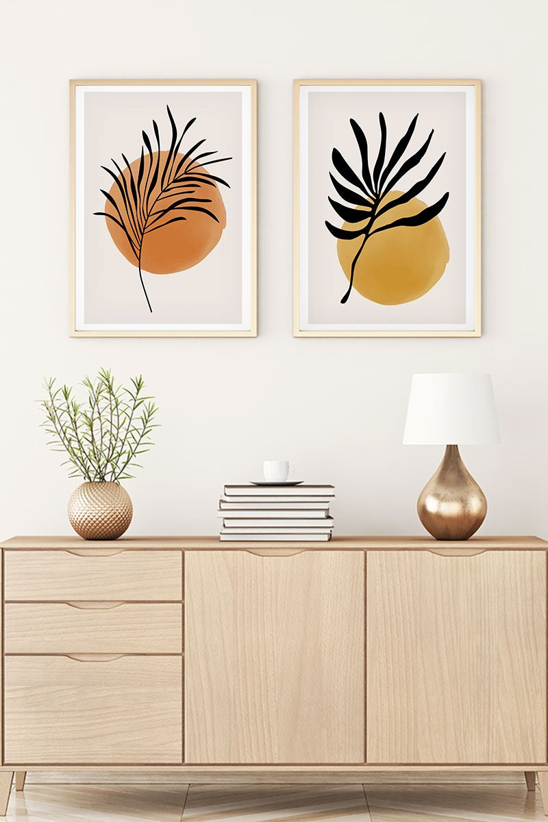 Conjunto de Quadros Decorativos Huhu98, Multicolor – 2 Peças 35 x 50 cm, MDF 3 mm com Moldura em Madeira Maciça 2,5 cm