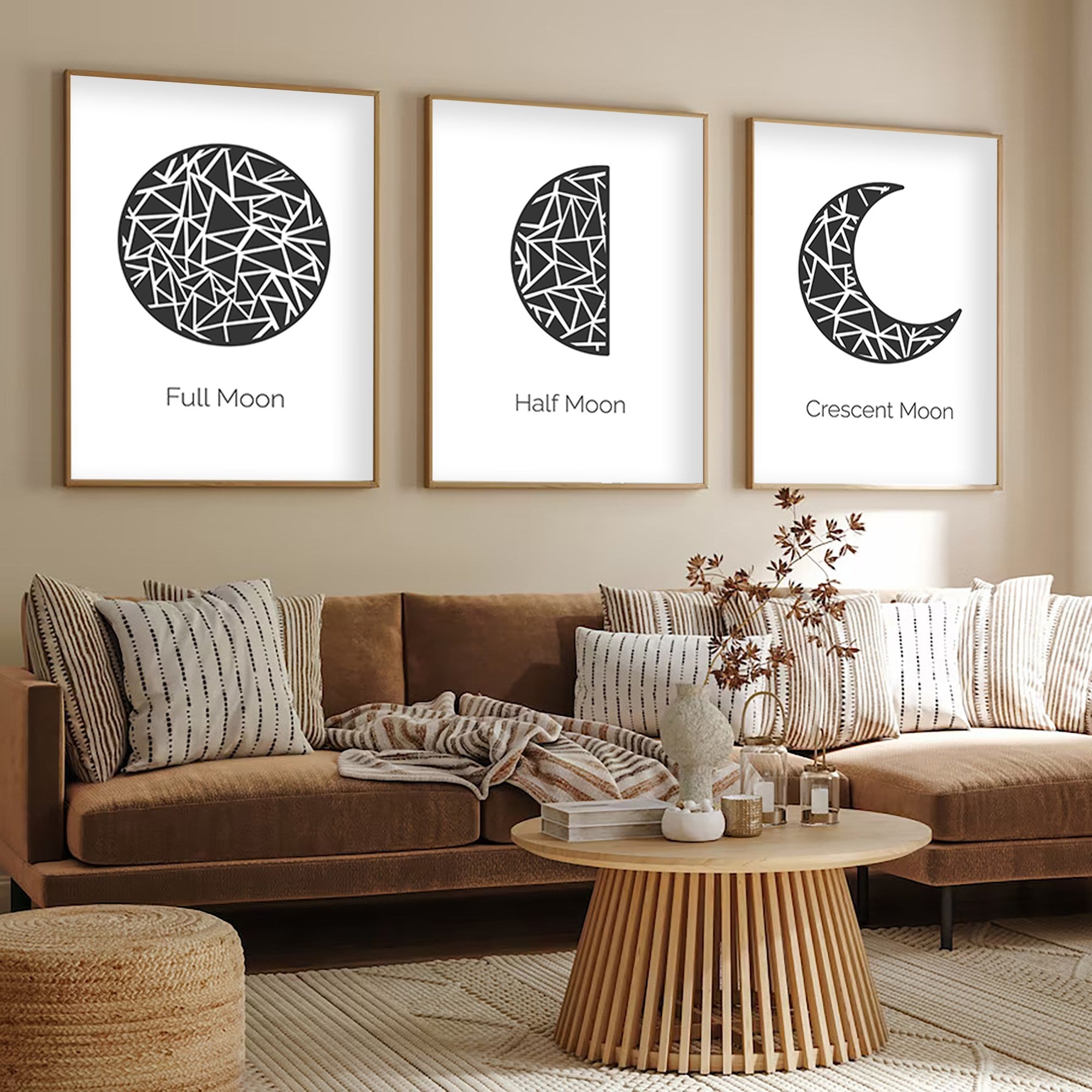 Quadro Decorativo MDF Emoldurado Multicolor 30x40cm - Conjunto 3 Peças Madeira Maciça