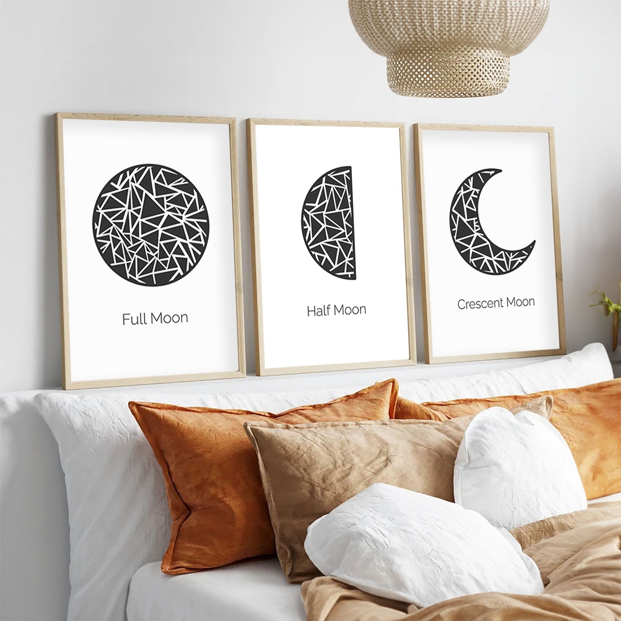 Quadro Decorativo MDF Emoldurado Multicolor 30x40cm - Conjunto 3 Peças Madeira Maciça